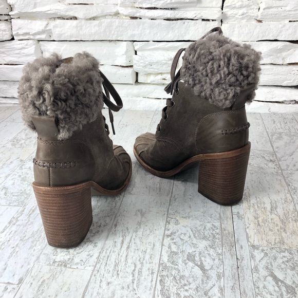 UGG Jaxon Cuff Lace Up Heeled Bootie Suede - Picture 8 of 8